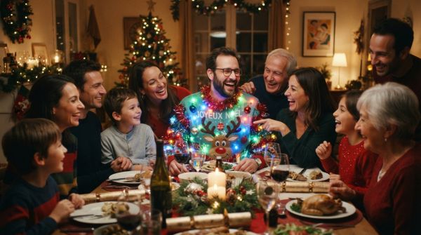 Le pull de Noël lumineux, star involontaire des repas de famille